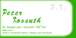 peter kossuth business card